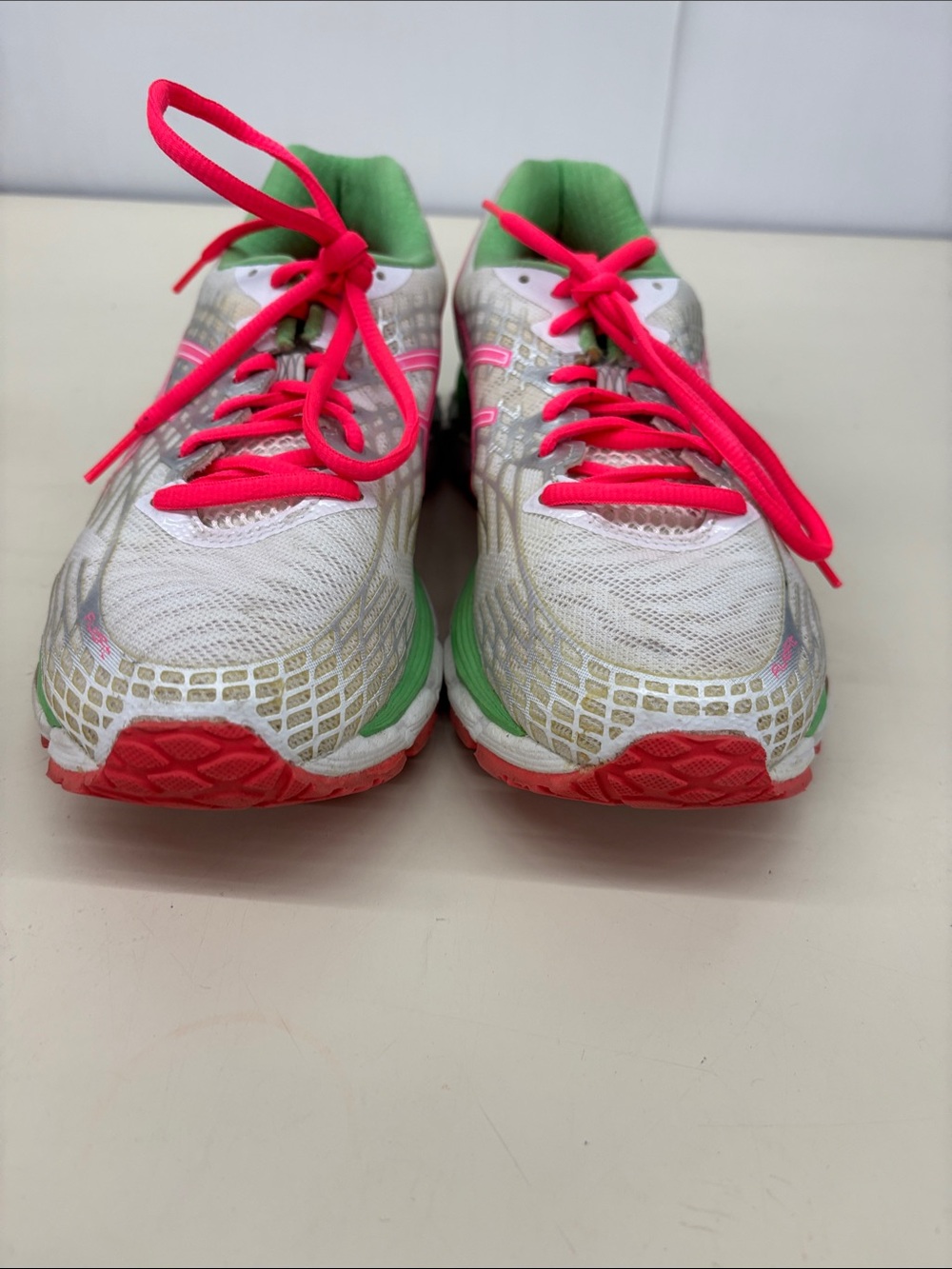 ASICS Women's White Pink Green Running Sneakers - Picture 2 of 9